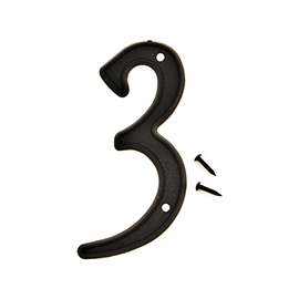 HY-KO PN-29/3 House Number, Character: 3, 4 in H Character, Black Character, Plastic