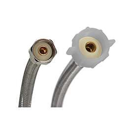 FLUIDMASTER B4T12 Toilet Connector, 1/2 in Inlet, FIP Inlet, 7/8 in Outlet, Ballcock Outlet, Stainless Steel Tubing