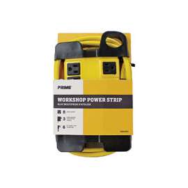 Prime PB801130 Power Strip, 6 ft L Cable, Straight Plug, 15 A, 125 V, Black/Yellow