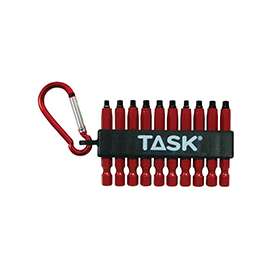 TASK T67916 Carabiner Clip Set, 10-Piece, Steel, Red