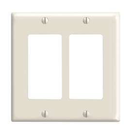 Decora 80409-T Wallplate, 4-1/2 in L, 4.56 in W, 2 -Gang, Thermoset Plastic, Light Almond, Smooth