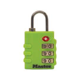 Master Lock 4684T Luggage Lock, 1/8 in Dia Shackle, 3/4 in H Shackle, Steel Shackle, Brass Body, 1-3/8 in W Body