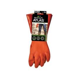 ATLAS 620XL-10.RT Coated Gloves, XL, 12 in L, Gauntlet Cuff, PVC Glove, Orange