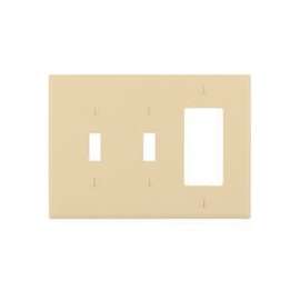 Eaton Wiring Devices PJ226V Combination Wallplate, 4-7/8 in L, 6-3/4 in W, 3 -Gang, Polycarbonate, Ivory