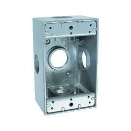 BELL 5332-0 Weatherproof Box, 5 -Outlet, 1 -Gang, Aluminum, Gray, Powder-Coated