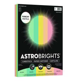 Color Cardstock -"Punchy Pastels" Assortment, 65 lb Cover Weight, 8.5 x 11, Assorted, 100/Pack