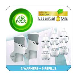 Plug-in Scented Oil Starter Kit, Fresh Linen, 0.67 oz, 8/Pack