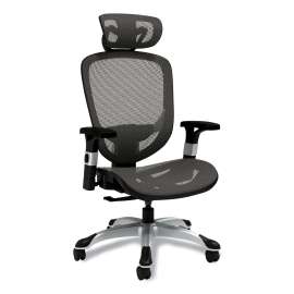 Minerva Ergonomic Mesh Swivel Task Chair, Supports Up to 275 lb, 17.24 to 20.98 Seat Height, Gray Seat, Gray Back, Black Base