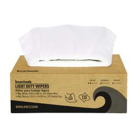 One-Ply Paper Wipers, 9.84 x 9.06, White, 125 Wipers/Box, 18 Boxes/Carton