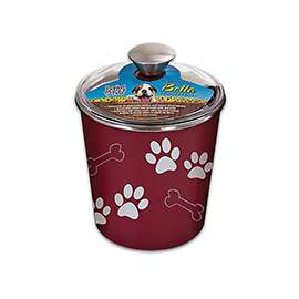 Loving Pets 7480 Pet Treat Canister, Plastic/Stainless Steel, Merlot