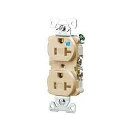 Eaton Wiring Devices TWRBR20V Duplex Receptacle, 2 -Pole, 20 A, 125 V, Back, Side Wiring, NEMA: 5-20R, Ivory