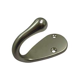 ProSource H63SN-PS Coat and Hat Hook, 22 lb, 1-Hook, 1-1/8 in Opening, Zinc, Satin Nickel