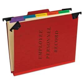 Hanging Style Personnel Folders, 1/3-Cut Tabs, Center Position, Letter Size, Red