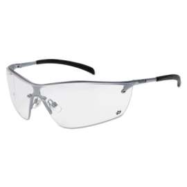 Silium Safety Glasses, Clear Poly Anti-Fog/Anti-Scratch Lens, Black Frame