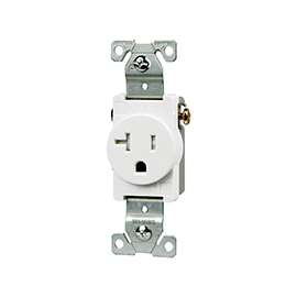 Eaton Wiring Devices TR1877W-BXSP Single Receptacle, 2 -Pole, 125 V, 20 A, Side Wiring, NEMA: NEMA 5-20R, White