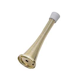 Prosource H62-B040-PS Heavy-Duty Door Stop, 5/16 in Dia Base, 3-1/8 in Projection, Plastic & Steel, Polished Brass