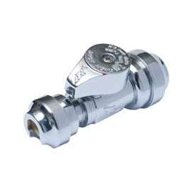 SharkBite 23049-0000LF Stop Valve, 1/2 x 1/4 in Connection, Compression, 200 psi Pressure, Brass Body