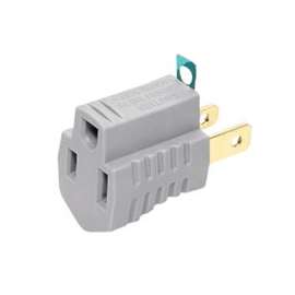 Eaton Wiring Devices BP419GY Outlet Adapter with Grounding Lug, 2 -Pole, 15 A, 125 V, 1 -Outlet, Gray