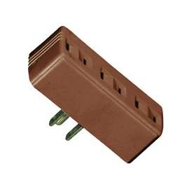 Eaton Wiring Devices 1747B-BOX Outlet Tap, 2 -Pole, 15 A, 125 V, 3 -Outlet, NEMA: NEMA 1-15R, Brown