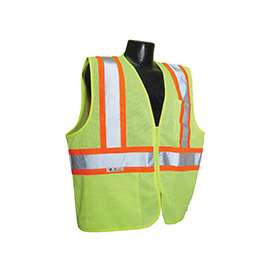 RADWEAR SV22-2ZGM-XL Economical Safety Vest, XL, Unisex, Fits to Chest Size: 28 in, Polyester, Green, Zipper Closure