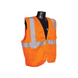 RADWEAR SV2ZOM-XL Economical Safety Vest, XL, Unisex, Fits to Chest Size: 28 in, Polyester, Orange/Silver