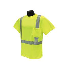 RADWEAR ST11-2PGS-L Safety T-Shirt, L, Polyester, Green, Short Sleeve, Pullover Closure