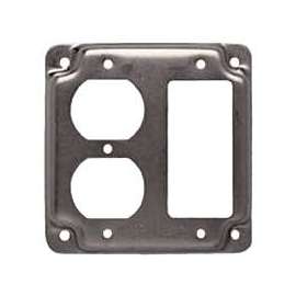 RACO 915C Exposed Work Cover, 4-3/16 in L, 4-3/16 in W, Square, Galvanized Steel, Gray
