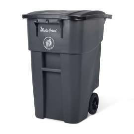 PLASTIC PRINCE 50 Gallon Trash Can, Commercial Outdoor Trash Can with Lid and Wheels, Heavy-Duty Roll Out Trash Bin, Gray