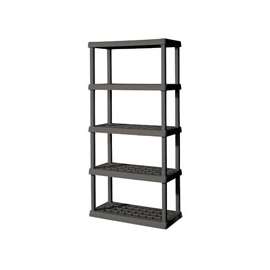 Sterilite 01553V01 Shelving Unit, 36 in OAW, 18 in OAD, 75-1/8 in OAH, 5-Shelf, Plastic, Gray