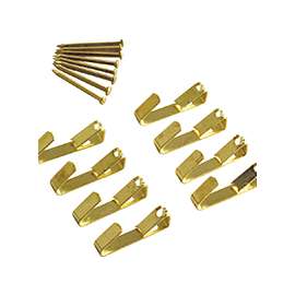 ProSource PH-122312-PS Picture Hanger, 10 lb, Steel, Polished Brass, Brass, Nail-In Mounting