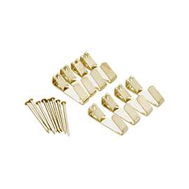 ProSource PH-122308-PS Picture Hanger, 20 lb, Steel, Polished Brass, Brass, Nail-In Mounting