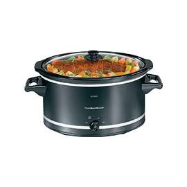 Hamilton Beach 33182 Slow Cooker, 8 qt Capacity, 120 V, 375 W, Manual Control, Black/Silver
