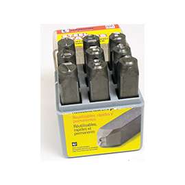 CH Hanson 20581 Number Stamp Set, 9-Piece, Steel, Specifications: 1/4 in Character, 3/8 x 2-5/8 Shank