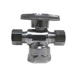 Plumb Pak PP20056LF Stop Valve, 1/2 x 3/8 x 1/4 in Connection, FIP x Compression x Compression, Brass Body