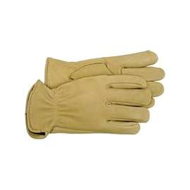 BOSS 4085M Driver Gloves, M, Keystone Thumb, Open, Shirred Elastic Back Cuff, Deerskin Leather, Gold