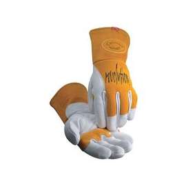 1810 revolution® Cow Grain Unlined Palm 2-Layer Insulated Back MIG/Stick Welding Gloves, X-Large, Gold/White, Gauntlet Cuff