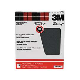 3M 88602 Sandpaper, 11 in L, 9 in W, 120 Grit, Fine, Silicone Carbide Abrasive