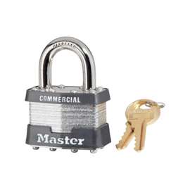 Master Lock 1KA 2126 Padlock, Keyed Alike Key, Open Shackle, 5/16 in Dia Shackle, 15/16 in H Shackle, Steel Shackle