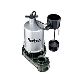 Flotec FPZT7450 Sump Pump, 7.5 A, 115 V, 0.75 hp, 1-1/2 in Outlet, 26 ft Max Head, 420 gph, Zinc