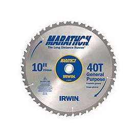 IRWIN MARATHON 14070 Table Saw Blade, 10 in Dia, 5/8 in Arbor, 40-Teeth, Carbide Cutting Edge