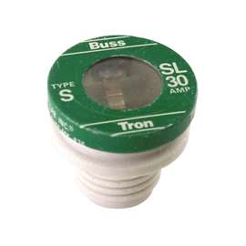 Bussman BP/SL-30 Time-Delay Plug Fuse, 30 A, 125 V, 10 kA IR