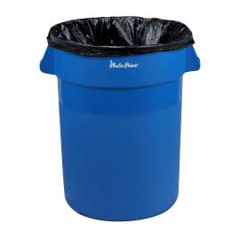 PLASTIC PRINCE 32 Gallon Round Trash Can Container Blue Plastic Commercial Garbage Bin for Home Garage Restaurants Warehouses