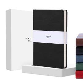 Plexon Dotted Journal Notebook, Notebook Journal 160 Pages, Dotted Notebook Medium 5.7 inches x 8 inches, 120 GSM Thick Paper, Black, Hardcover, Gifts Box Included