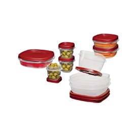 Rubbermaid 1777170 Food Container Set, 1/2, 1-1/4, 2, 3, 5 Cups Capacity, Square, Plastic, Clear