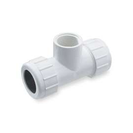 NDS CPT-0750-T Pipe Tee, 3/4 in Run, Compression Run Connection, 3/4 in Branch, FNPT Branch Connection, White