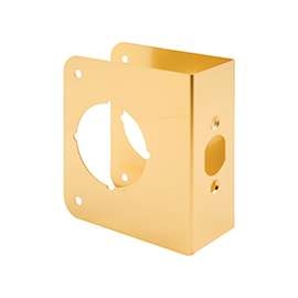 Prime-Line U 9556 Lock and Door Reinforcer, 2-3/8 in Backset, 1-3/4 in Thick Door, Brass