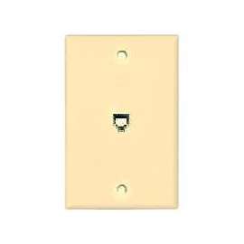 Eaton Wiring Devices 3532-4V Telephone Jack with Wallplate, Thermoplastic, Ivory