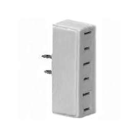 Eaton Wiring Devices 1747W-BOX Non-Grounded, Polarized Outlet Adapter, 15 A, 2-Pole, 3-Outlet, White