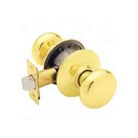 Schlage Plymouth F10VPLY605 Hall and Closet Lock Passage Knob, 1-3/8 to 1-3/4 in Thick Door, Metal, Brass