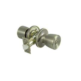 ProSource Privacy Door Knob, 2-3/8 - 2-3/4 In, Adjustable 6-Way Latch Bolt Fasteners, Antiqued Brass